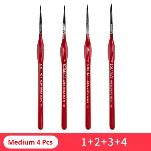Pinceau De Peinture  L'huile Pour Artistes,Ligne De Crochet L'inventaire,Cheveux En Nylon,Tte De Stylo Multiforme,Interconnexion Gouache,Pinceau Peint  La Main - Type Red Medium 4pcs