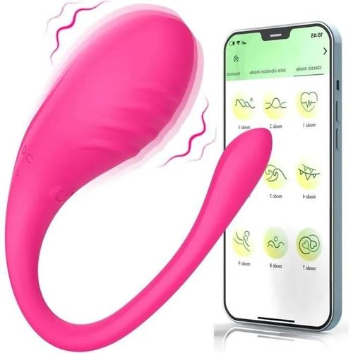 Pink Mini Vibromasseurs Oeuf Feminin Telecommande  Distance Bluetooth, Puissant Sex Toys Femme Oeuf Vibrant Connect Telephone San