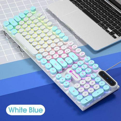 Pinson-Drapeau de jeu robotique jetable,cble de clavier lumineux,clavier externe pour ordinateur portable,papier punk,nuit - Type White Blue