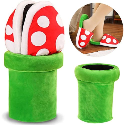 Piranha Plantes Peluche Pantoufles Drles Super Mario Piranha Plantes Pantoufles Chaussures Avec Pipe Pot Holder Creative Birthday Cadeaux