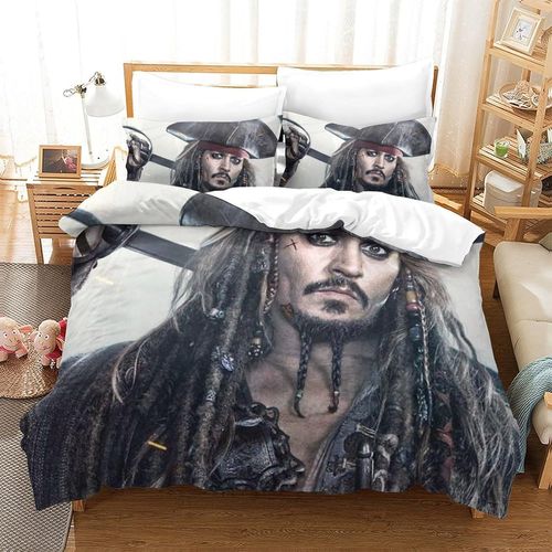 Pirates Of The Caribbean Impression En D Parure De Couette Avec Fermeture Eclair Housse De Couette RespirantePour Tout Le MondeJohnny Depp Housse De