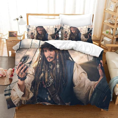 Pirates Of The Caribbean Impression En D Parure De Couette Avec Fermeture Eclair Housse De Couette RespirantePour Tout Le MondeJohnny Depp Housse De