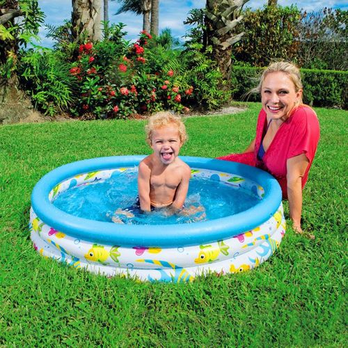 Piscine Gonflable Ronde Pour Bbs,Piscine  Balles Pour Tout-Petits,Motif Ocan,Amusement D't Pour Enfants De 2 Ans Et Plus,3 Anneaux,48 Po X 10 Po - Type 40 In X 10 In