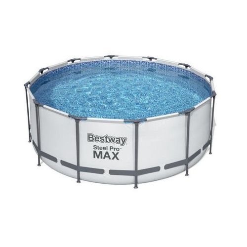 Piscine Tubulaire Ronde Grise Steel Pro Max 366 X H122 Cm - Avec Filtre, Couverture Et chelle