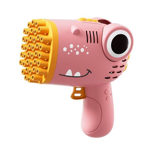 Pistolet  Bulles Dinosaure 40 Trous,Machine  Bulles Entirement Automatique Portative Sans Batterie Ni Eau  Bulles,Cadeau Pour Enfants - Type Rose