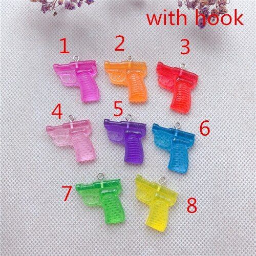 Pistolet  Dos Plat En Rsine Multicolore, 10 Pices, 23mm X 21m, Pour Collier, Porte-Cls, Pendentif, Accessoires De Bricolage