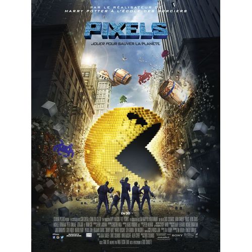 Pixels- Vritable Affiche De Cinma Plie - Format 40x60 Cm-De Chris Columbus Avec Adam Sandler, Michelle Monaghan, Kevin James, Peter Dinklage, Sean Bean, Brian Cox, Josh Gad - 2015