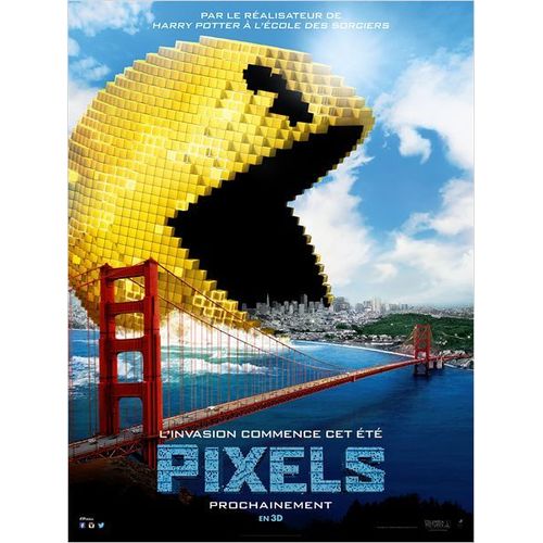 Pixels- Vritable Pr-Affiche De Cinma Plie - Format 40x60 Cm-De Chris Columbus Avec Adam Sandler, Michelle Monaghan, Kevin James, Peter Dinklage, Sean Bean, Brian Cox, Josh Gad - 2015
