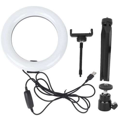 PKT3073B Anneau lumineux LED de 7,9 pouces pour telephone portable, support de table pour diffusion en direct
