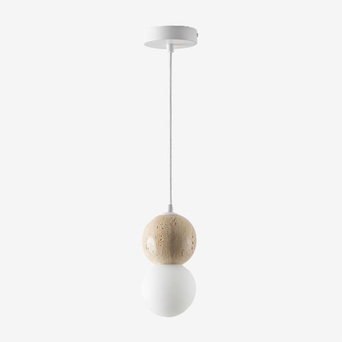 Plafonnier Boule De Cristal En Travertin Davise Blanc
