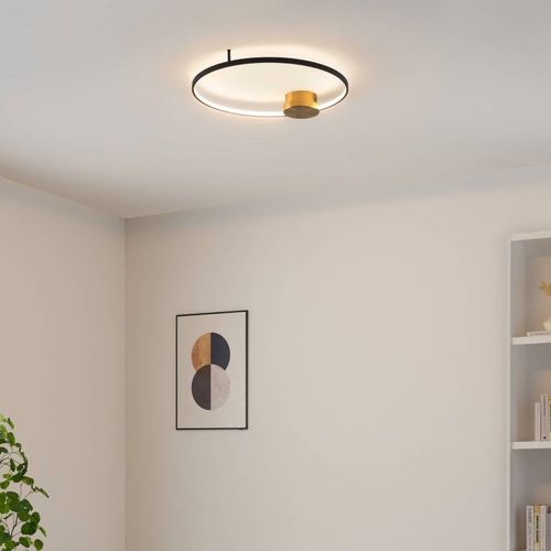 Plafonnier En Acier, Aluminium Et Silicone Noir Et Dor 67 Cm