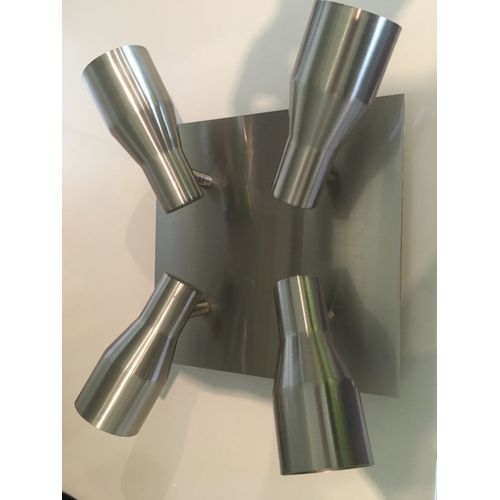Plafonnier En Inox Avec 4 Spots Orientables 22 Cms X 22 Cms