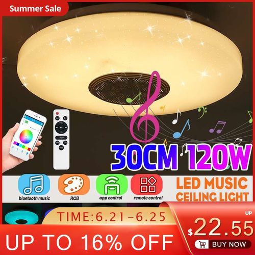 Plafonnier Led Avec Bluetooth Et Tlcommande, Design Moderne, clairage D'Intrieur, Luminaire Dcoratif De Plafond, Idal Pour Un Salon Ou Une Chambre  Coucher, 120w