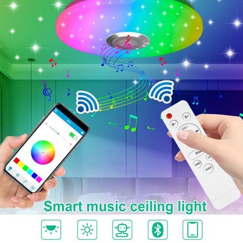 Plafonnier Led Avec Tlcommande Bluetooth Et Haut-Parleur Musical, clairage D'intrieur Intelligent, Rvb, 200w, Idal Pour Une Chambre  Coucher