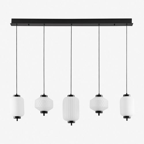Plafonnier Led En Fer Et Verre Avec 5 Points Lumineux Necsar Noir
