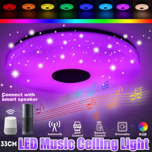 Plafonnier Led Intelligent Avec Tlcommande, Contrlable Par Application Mobile Via Wi-Fi, Bluetooth Et Musique, Design Moderne, Luminaire Dcoratif De Plafond, Idal Pour Une Chambre  Coucher