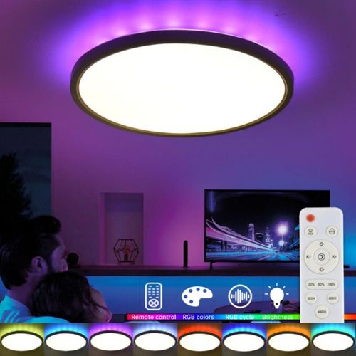 Plafonnier Led Intelligent Avec Tlcommande, clairage D'intrieur, Luminaire Dcoratif De Plafond, Idal Pour Un Salon, Une Chambre  Coucher Ou Comme Dcoration De Nol, Rvb, 32w