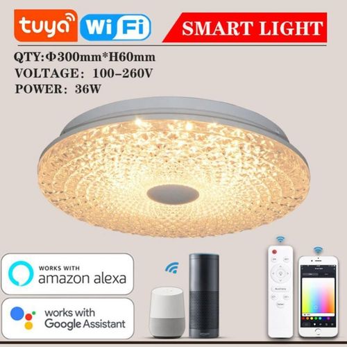 Plafonnier Led Intelligent Tuya Avec Commande Vocale Et Tlcommande Wifi, Luminaire Dcoratif De Plafond, 100/265v