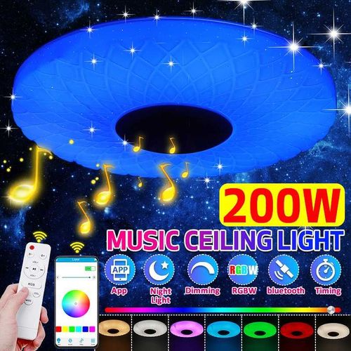 Plafonnier Led Rgb  Intensit Rglable, Design Moderne, Avec Tlcommande Et Application, Haut-Parleur Bluetooth, clairage D'Intrieur, Idal Pour Un Salon, 200w, Ac 300 V