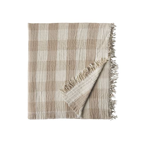 Plaid En Gaze De Coton Beige 130x170