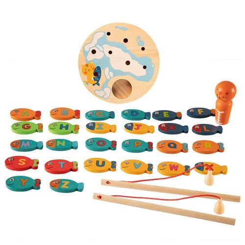 Planche De Jeu Ronde En Bois Avec Lettres Magntiques, Blocs De Poisson, Planche De Pche Pour Chat, Jeu Pour Enfants En Bas ge, Dveloppement De L'Intelligence, 2021