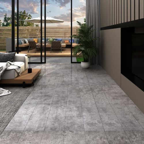 Planches De Plancher Pvc 5,02 M 2 Mm Autoadhsif Gris Bton