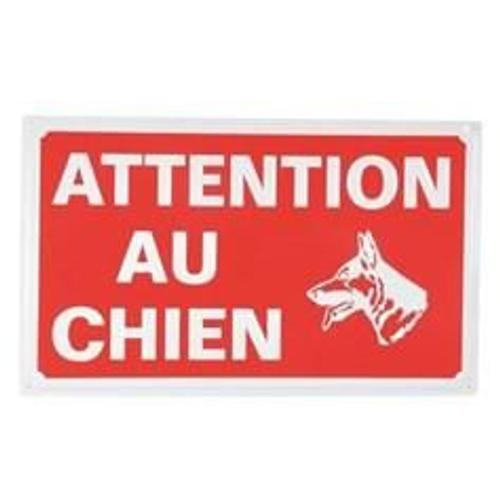 Plaque Attention Chien 33 X 20 Cm Rouge Et Blanc