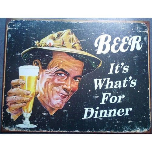 Plaque Beer For Diner Affiche Look Ancien Tole Pub Bar Biere
