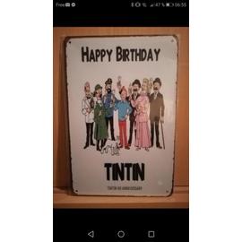 Plaque En Metal Tintin Joyeux Anniversaire 90 Ans Rakuten