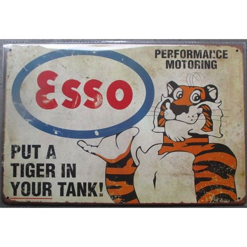 Plaque Esso Tigre Dans Le Moteur Pub Metal Tole Deco Garage