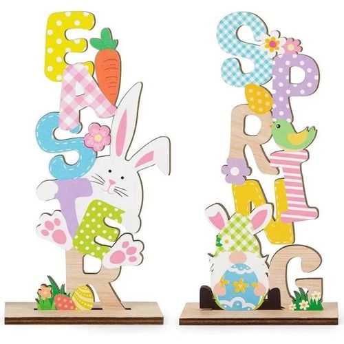 Plaques Dcoratives De Table Pques En Bois 18 Cm Colores 2 Pices