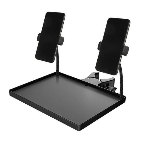 Plateau de support de micro 2 en 1 avec 2 supports de tlphone, rack rglable  pince tagre de support de micro pour concert en studio