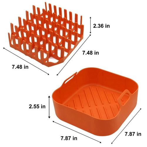 Plateaux  Bacon en Silicone pour Friteuse  Air Support pour Batterie de Cuisine  Bacon pour Micro-Ondes Support  Bacon pour Four AntiadhSif, avec BoTe de Rangement