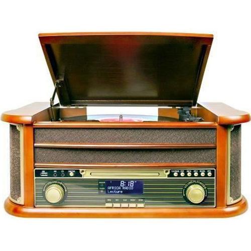 Platine Disque Vinyle Vintage Bois Avec Radio Bluetooth /Fm/Usb/Rca/Aux/Tlcommande/Lecteur Cd/Cassette Platine Vinyle Pas Cher