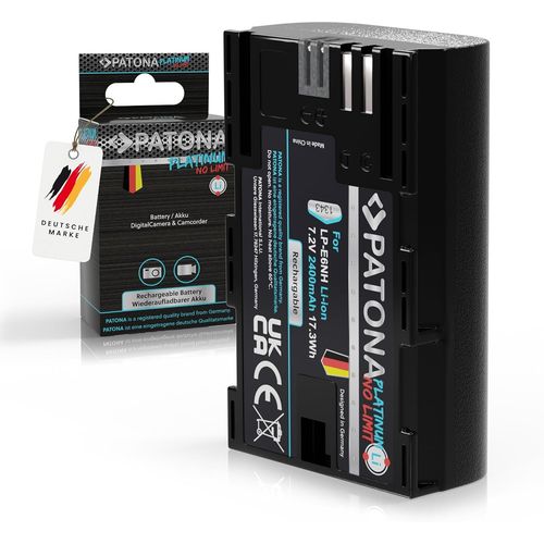 Platinum Batterie LP-E6NH 2400mAh Batterie Compatible avec Canon LP-E6N LP-E6 EOS R7 R6II R5 7D 6D 5D Mark II III IV 60D 70D 80D 90D