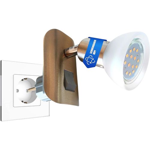 Plug Led Light Tg11-042 En Acier Inoxydable Avec Abat-Jour En Verre,Plug Light Incl.1 Gu10 3000k Blanc Chaud Led Illuminant & Interrupteur On/Off Lampe De Lecture
