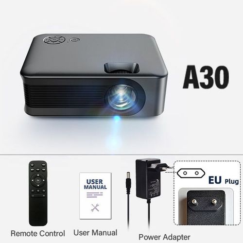 Plugure A30-UE - AUN Mini budgtaire portable A30 mise  niveau des cornes de cinma maison lecture vido 4K via port HD crans de tlvision intelligents faisceau laser 3D videoprojecteur 4k video projecteur mini projecteur