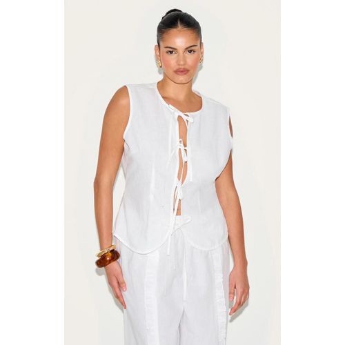 Plus Gilet En Effet Lin Blanc Nou Devant, Blanc