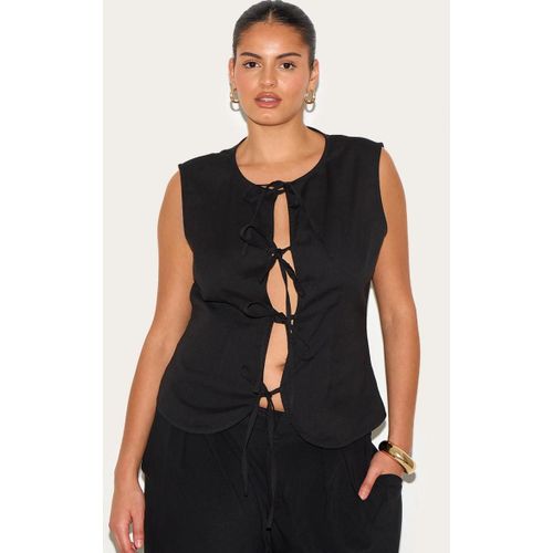 Plus Gilet En Effet Lin Noir Nou Devant, Noir
