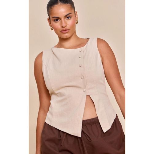 Plus Gilet En Lin Deluxe Non Color  Boutons Asymtriques, Non Color