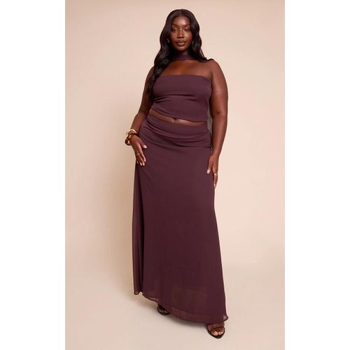 Plus Jupe Longue En Mousseline De Soie Marro, Marron