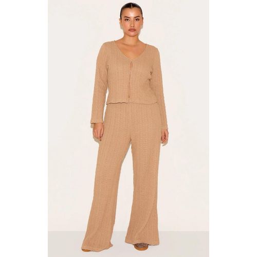 Plus Pantalon Large Textur Gris Pierre, Gris Pierre