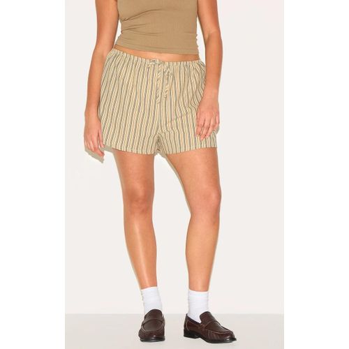Plus Short Fluide Gris Pierre  Fines Rayures, Gris Pierre