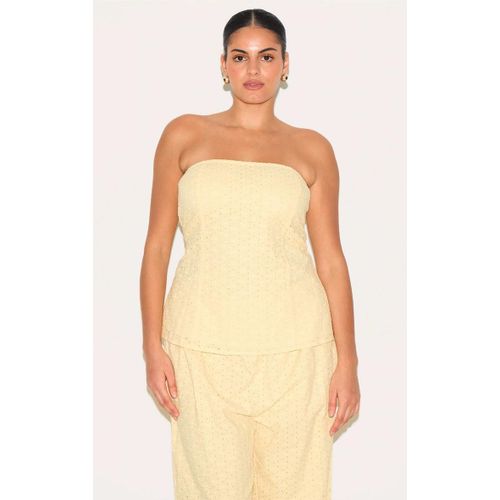 Plus Top Bustier En Effet Lin Brod Jaune Citron, Jaune Citron