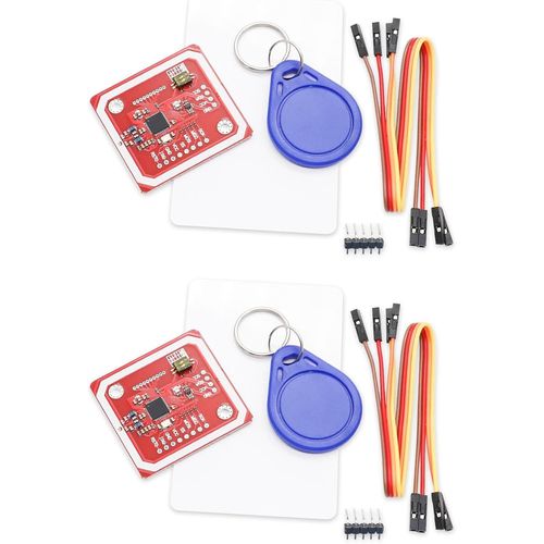 Pn532 Nfc Reader Module Binghe 2 Pices Pn532 Nfc Rfid,Pn532 Nfc Rfid V3 Module Avec Carte Blanche S50 Cble  4 Broches Carte Cl S50 Compatible Avec Arduino/Esp32