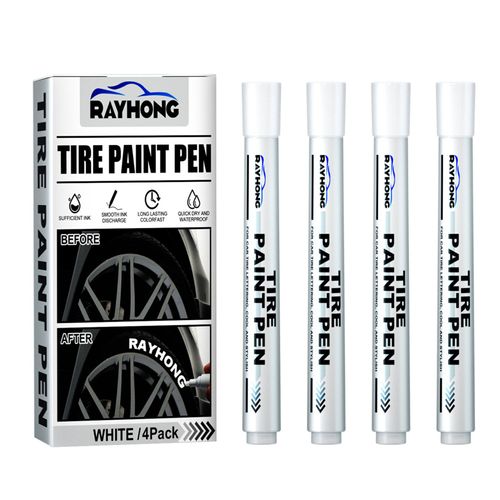Pneu Marqueur Stylo Pour Vlo Et Voiture 4 Pices Blanc Marqueurs Pneu Blanc Marqueurs Pour Pneus De Voiture tanche Voiture Pneu Stylo