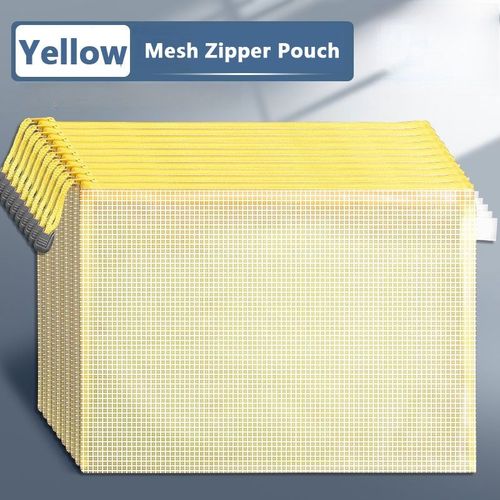 Pochette  Documents En Maille Avec Fermeture clair,Format A3/A4/A5/Horizon,tanche,Dossiers De Fichiers,Fournitures Scolaires Et De Bureau,Trousse  Crayons,Sacs De M - Type Yellow-B5 (29cmx21cm)