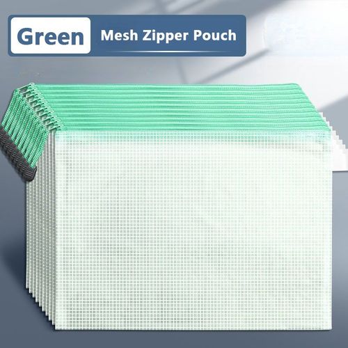 Pochette  Documents En Maille Avec Fermeture clair,Format A3/A4/A5/Horizon,tanche,Dossiers De Fichiers,Fournitures Scolaires Et De Bureau,Trousse  Crayons,Sacs De Ma - Type Green-B5 (29cmx21cm)