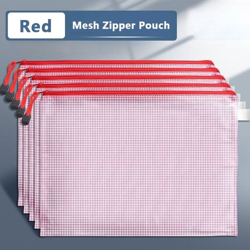Pochette  Documents En Maille Avec Fermeture clair,Format A3/A4/A5/Horizon,tanche,Dossiers De Fichiers,Fournitures Scolaires Et De Bureau,Trousse  Crayons,Sacs De Maqu - Type Red-B5 (29cmx21cm)