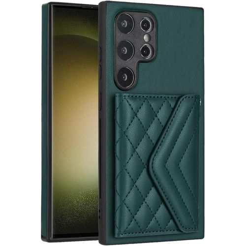 Pochette Dames Pour Samsung Galaxy S24 Ultra,tui Portefeuille Cuir Pour Femmes Pochette Flip Portefeuille,Housse Haute Qualit 7 Porte Cartes Le Bouton Fermeture Support,Vert
